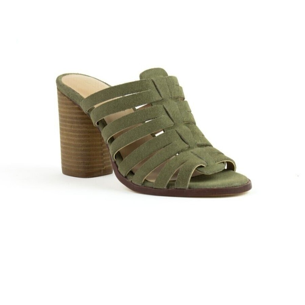 Crevo Women Hazelle Sage Suede Block Heel Slide Sandals‎ 6